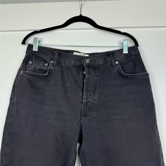 Free People We The Free Black High Waisted Straight Leg Distressed Jeans Size 28 - Picture 3 of 12